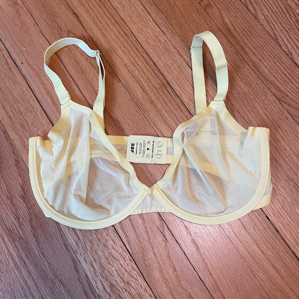 CUUP 32F plunge mesh bra in yellow